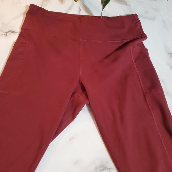 Espidoo Wine Red High Waisted Leggings with Pockets size XXL - Picture 1 of 16